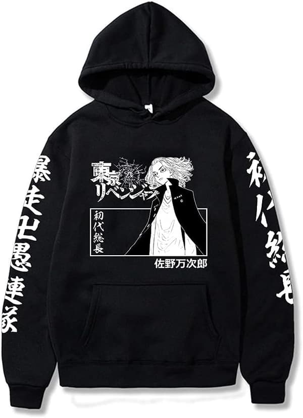 Cosplay Tokyo 3D-printet pullover-hættetrøje Halloween-karakter Merch Anime pullover-trøje til unisex voksne sort-1 X-Large