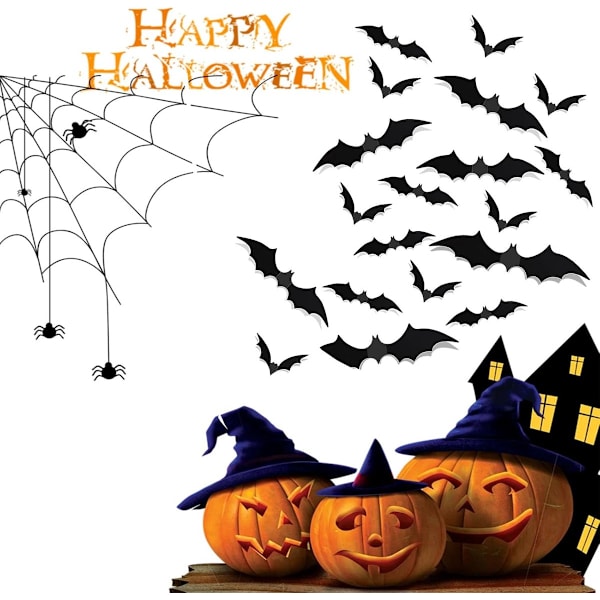 72 Pcs - Bat Decals - Decorative Bat Stickers - Halloween Decoration
