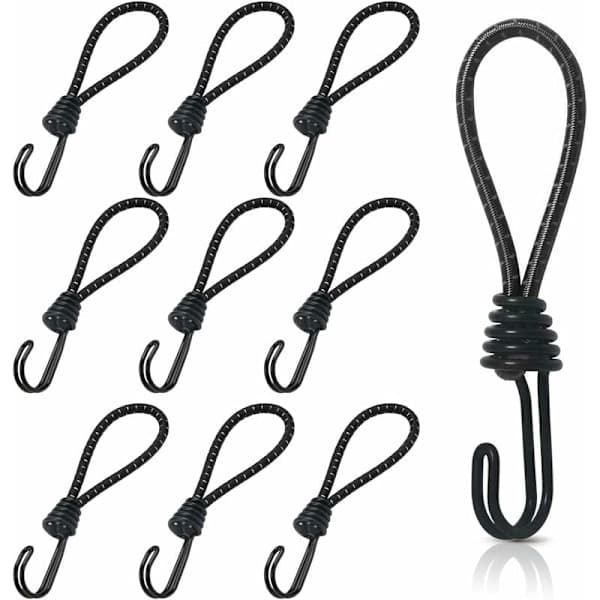 10 stycken spiralhakgummiband, korta elastiska spännare, presenningsspännare med dubbla krokar
