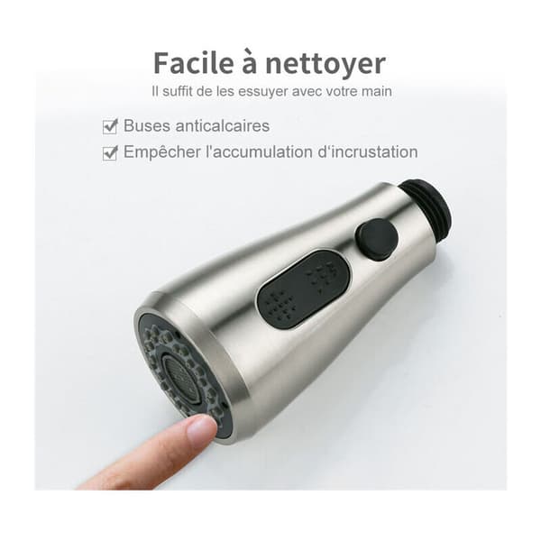 Udtrækkelig håndbruser til køkkenarmatur - 2 stråler - Børstet