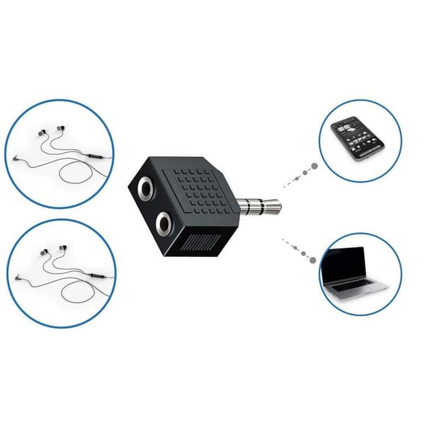 3,5 mm hodetelefonfordeler Y (2-pakning) | 1 hann til 2 hunner