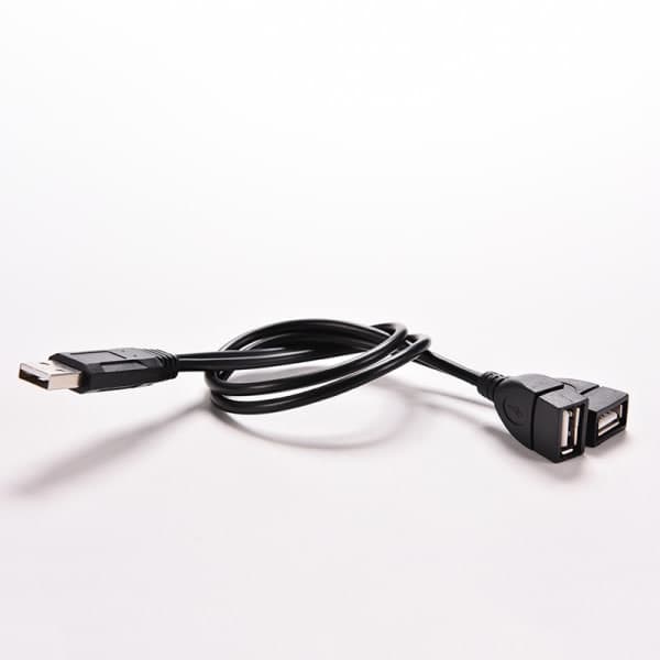 USB 2.0 A hann til 2 doble USB hunn Jack Y Splitter Hub Power C Svart 1 stk