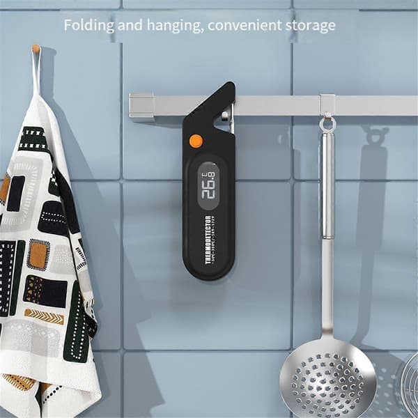 Digitalt steketermometer i rustfritt stål for grilling, rask avlesning, digitalt kjøkkentermometer, rød