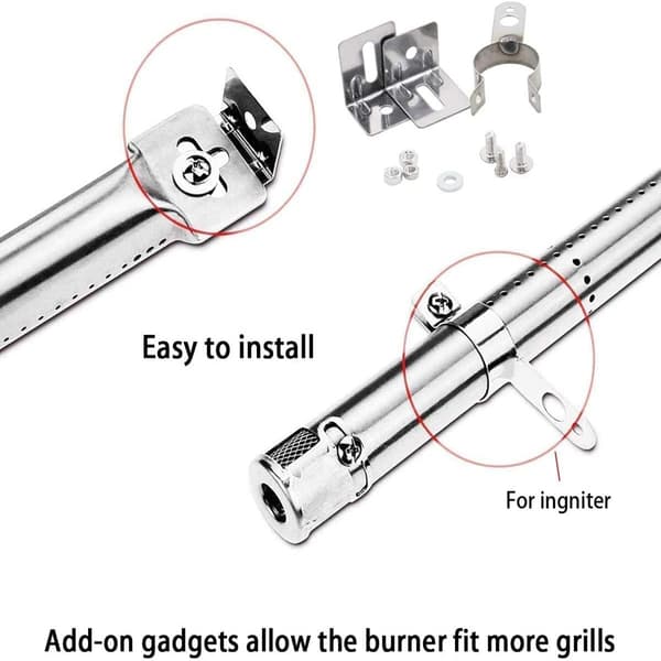 4-pak justerbare varmeplader i rustfrit stål, universal 12 tommer til 17,5 tommer, kompatibel med Weber, Dyna Glo, Nexgrill, Brinkmann, Master Forge