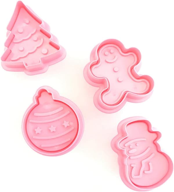 4 st 3D Julgran Snögubbe Lykta Pepparkaksgubbe Bakning