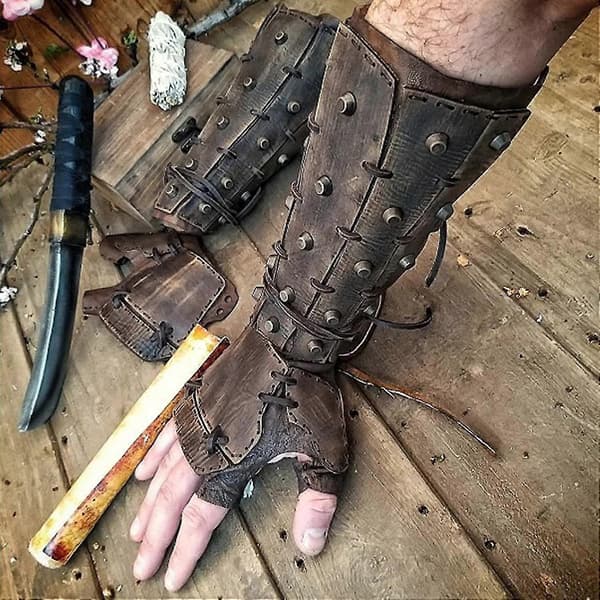 Armbånd Middelalderlig Vambrace Armmanchet med Kunstlæder til Rollespil