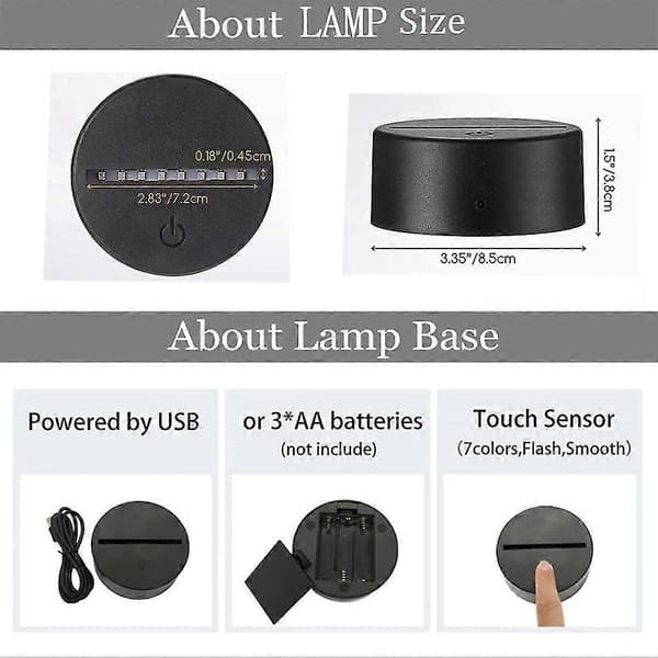 10 stk. 7 Farver Touch Lampefod 3D Natlampe LED Lampefod LED Lampeholder Displaystativ Til Akryl