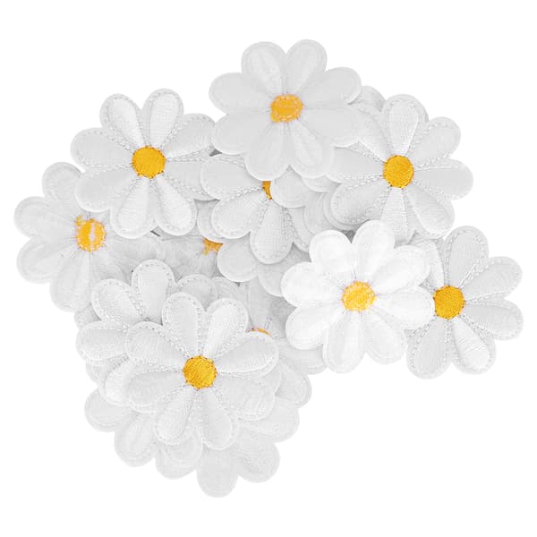 40 Daisy Pattern Embroidered Fabric Stickers, Iron-on Patches, DIY Backpack Clothing Accessories