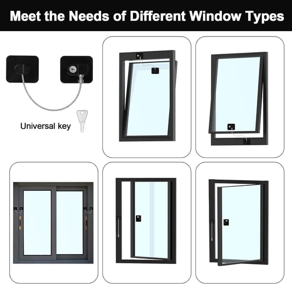 Safety Lock - 4-pack - Refrigerator Lock with Key - Refrigerator Safety Lock - Window Lock without Drilling with 4 Keys for Cabinets - Windows - R