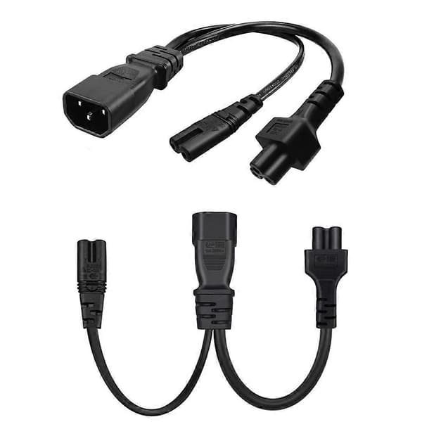 32cm IEC320 C14 til IEC320 C5+IEC320 C7 AC-strømforlengelseskabeladapter