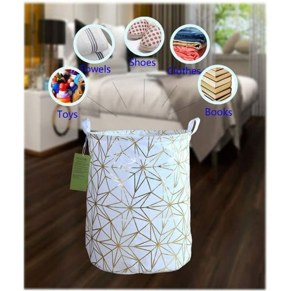 Foldable Laundry Basket Large Round Waterproof Storage Basket