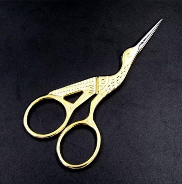 Broderisaks - 9cm - Stork - Guldfarvet
