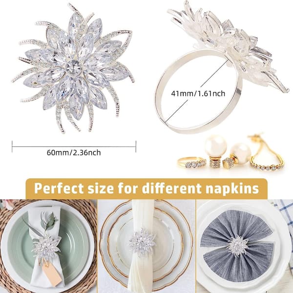 6 stk Lotusblomst Servietringe Rhinestone Servietring Serviet