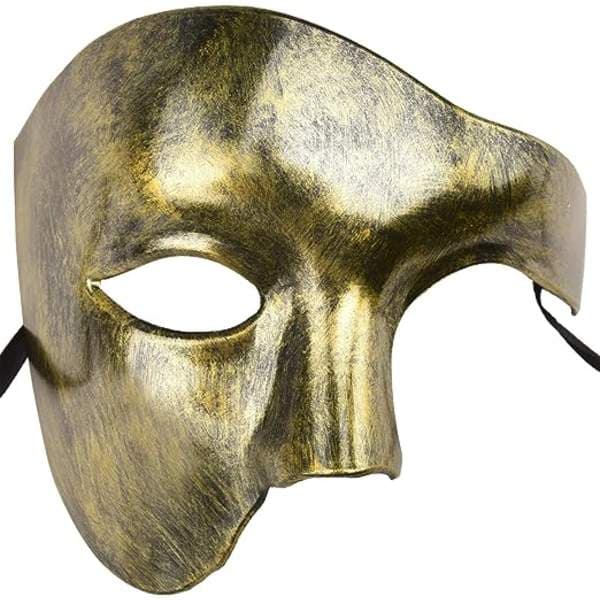 Maskeradmask för män, Fantomen på Operan, Halvmask (Guld)