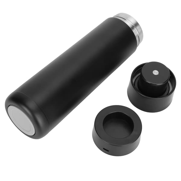 Smart Water Bottle with Touch Screen Temperature Display, Timed Reminder, USB Power Connection, Vacuum Cup, Black