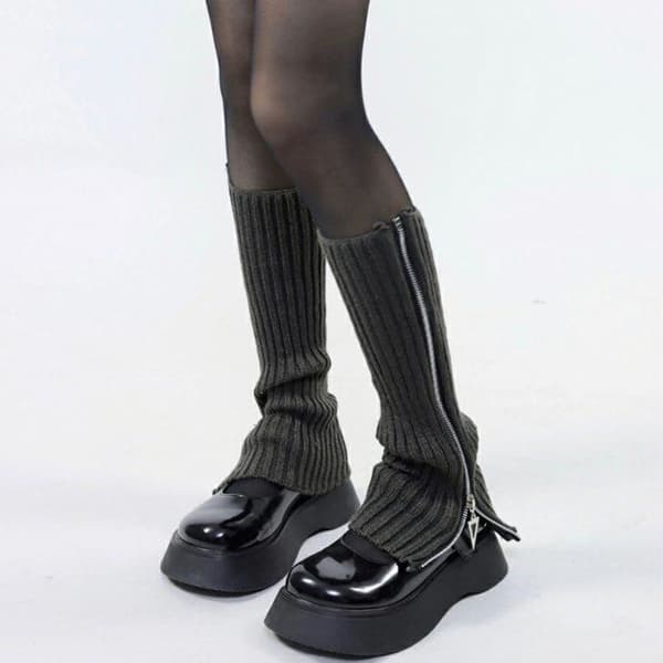 Wool Sock Stocking Stuffer Autumn and Winter Long Ankle Cover JK Warm Solid Dark Grey KLB