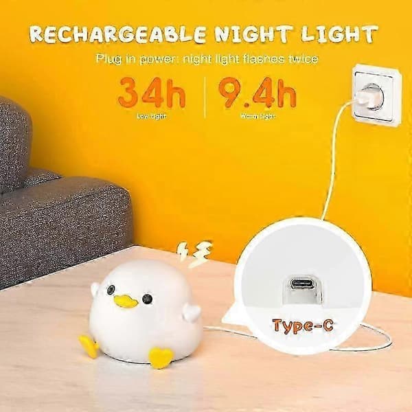Cute Bean Duck Night Light, DoDo Duck Silicone Night Light for Kids Room - Good