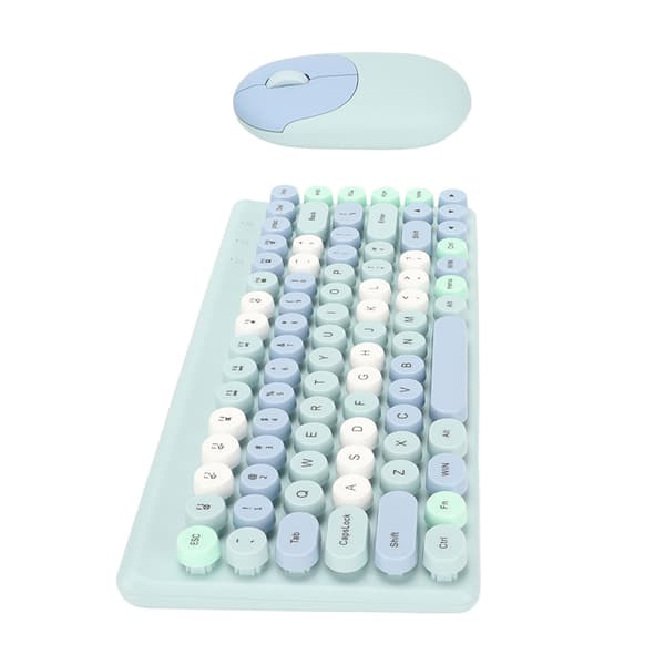 Wireless Keyboard and Mouse Combo 2.4GHz Wireless Mouse 86 Keys Colorful Keyboard Set with USB Receiver Blue