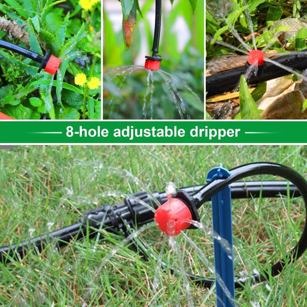 (200 stk) Justerbar vanningsdrypper, 1/4'' Mikrostrøms dryppvanningssystem Drypphode Vanningsdyset (Rød)