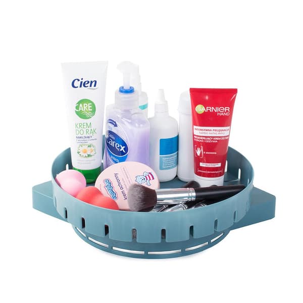 Maximize storage space with this rotating corner shelf! Blå blue
