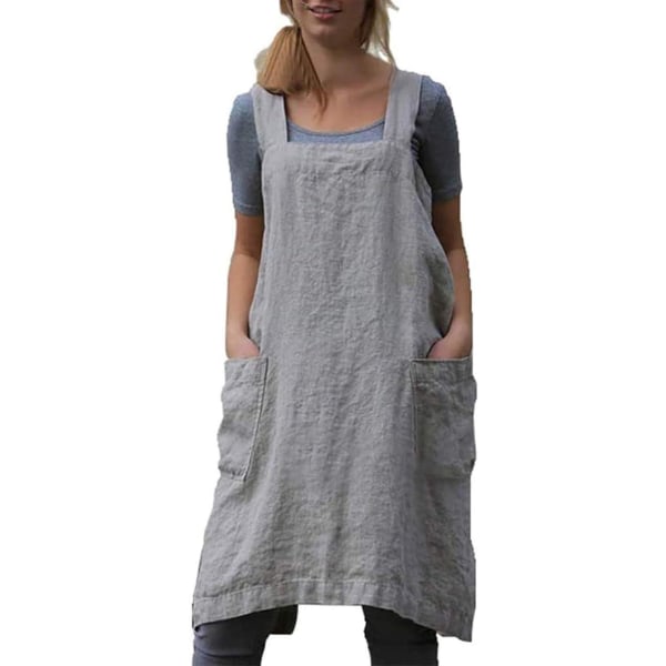 Pinafore Apron Smock Cotton Apron with Pockets Plus Size Aprons for Women