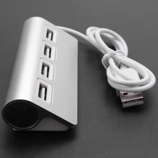 USB HUB, Premium 4-port Aluminum USB Hub with 28cm Shielded Cable, Compatible with MacBooks, PCs and Laptops