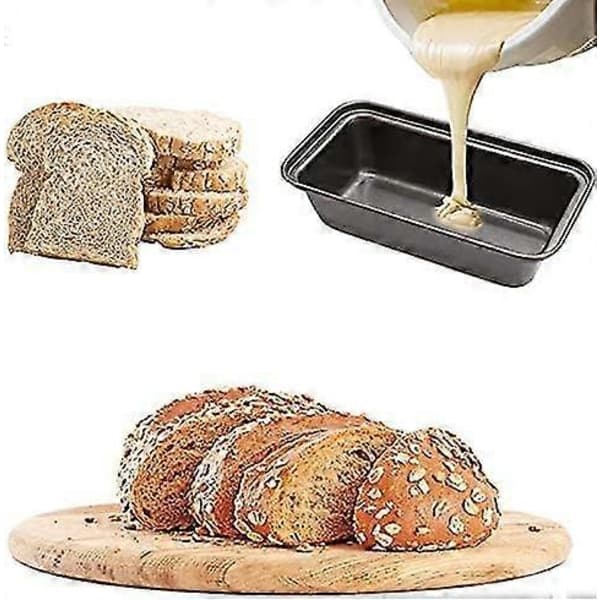Brødform, 6 stk. non-stick mini brødforme og brødform, brødform i kulstofstål til brød, kager, quiche og brownies