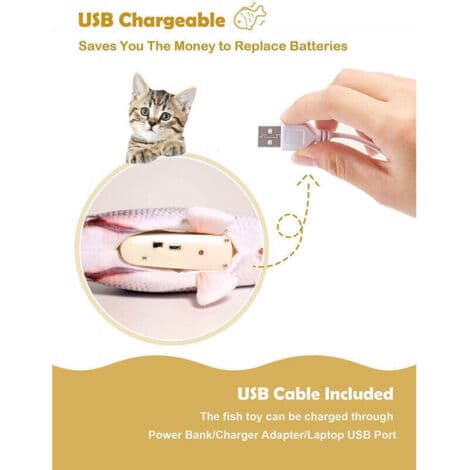 CHOYCLIT Magic Fish Kattelegetøj til voksne, grå, pædagogisk legetøj, USB-genopladelig Grå Gray