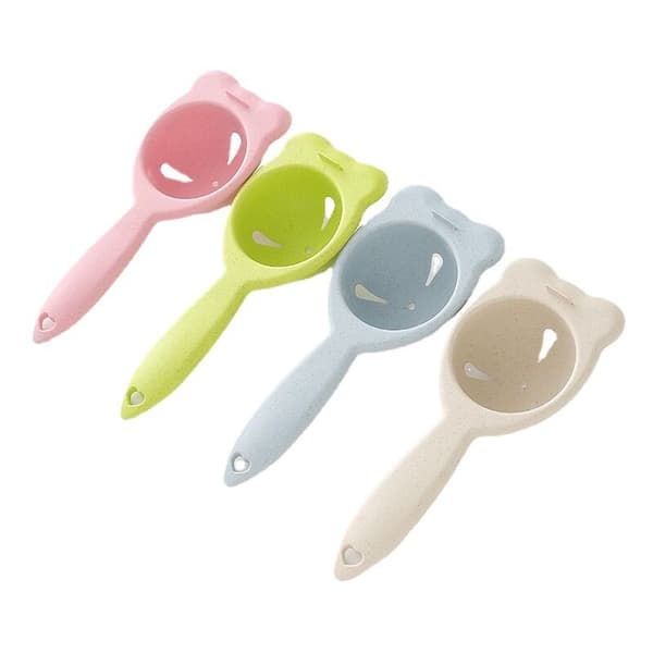 Egg Separator Yolk White Separator Sieve Separating Tool with Long Handle (Beige 5pcs)