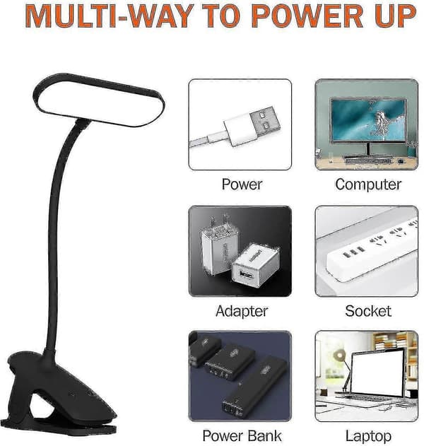 Johdoton LED-pöytävalaisin, lukuvalo sänkyyn, musta