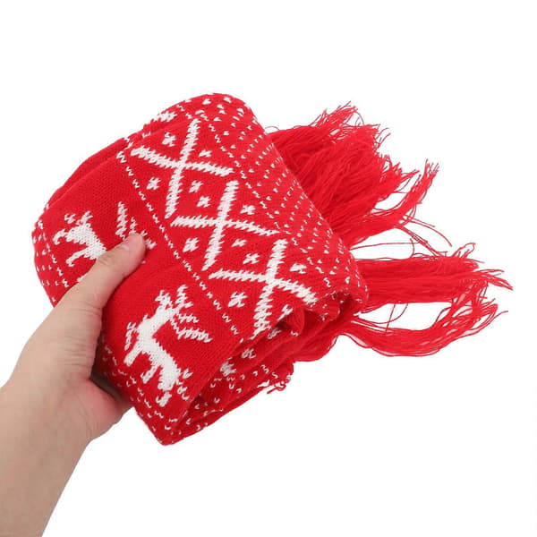 1 st Stickad Julhalsduk Älg Snöflinga Dekoration Halsduk Sjal
