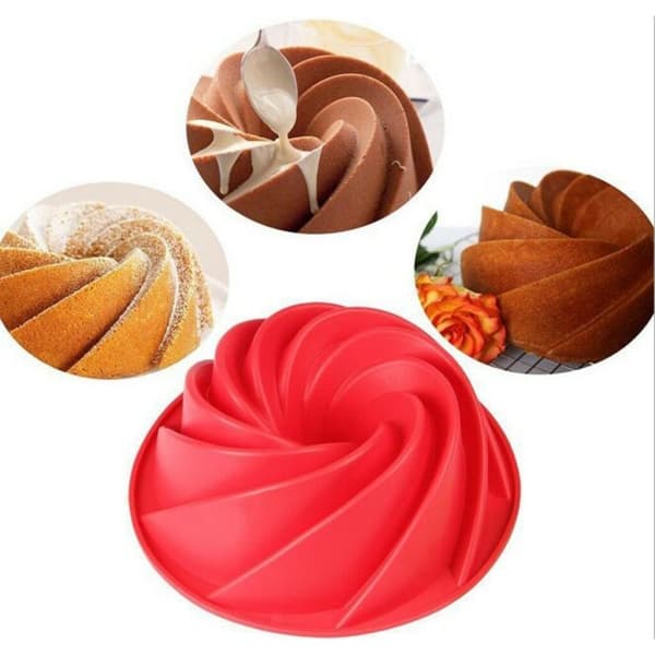Spiralformet bakeform Kakeform Silikonform Kakeform Lilla/Rød flerfarget