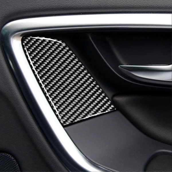 4 stk Karbonfiber Dør Vinduslås Bryterpanel Trim Vanntett Passer til V60 / S60 LHD