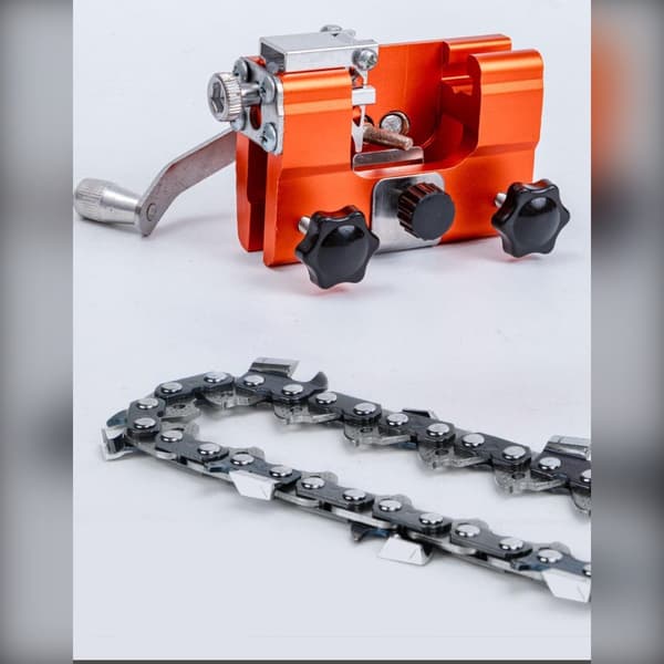 Hand-cranked chainsaw chain sharpener, fast field sharpening for forest and garden with 5 grinding heads, aluminum, compact 8.3cm x 5.7cm