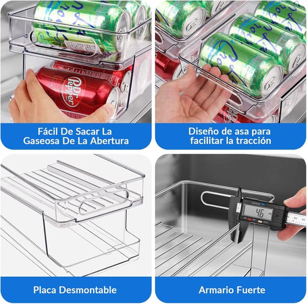 Self-Propelled Rolling Refrigerator Can Storage Box Dispenser Refrigerator Kitchen Storage 10 330ML Cans Beer Soda Drink Bottle Holder