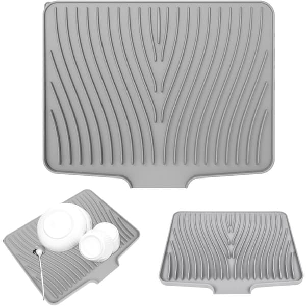 Silicone Dish Drying Mat, Silicone Dish Rack for Kitchen Counter, Heat Resistant Non-Slip Foldable Drainer Tray, 40 x 33 cm, G [DB]