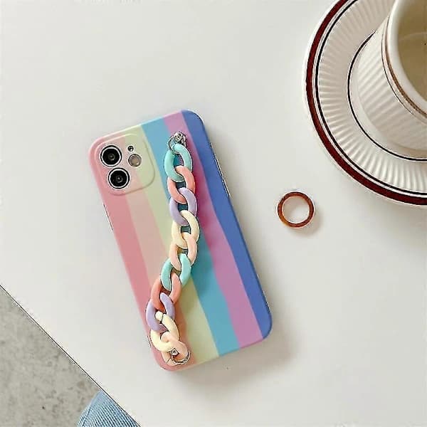 For iPhone 12 Mini Regnbue Støtsikkert Beskyttelsesdeksel Med Regnbuearmbånd (a)