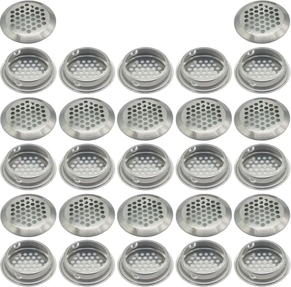 27 stykker 35 mm ventilationsgitter i rustfrit stål rundt net ånding | Til køkkenmøbler ventilationsmund i rustfrit stål {Db}