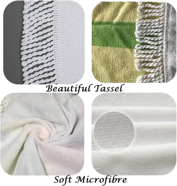 Stor rund sandtæt mikrofiber badehåndklæde, superlet strandmåtte