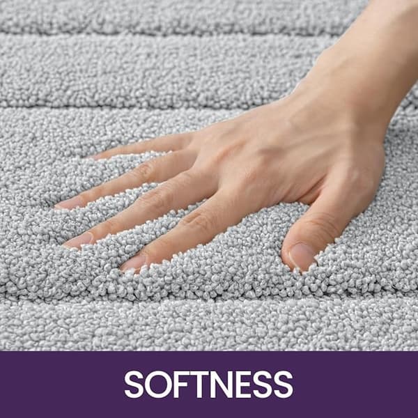 Non-Slip Bathroom Mat 50 x 80 cm, Soft Microfiber, Water Absorbent, Machine Washable, Extra Thick, for Bathroom, Light Grey