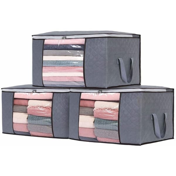 Clothing Storage Bag Large Capacity Clothing Storage Bag Thick Breathable Fabric Foldable Underbed Container-3 Piece Series