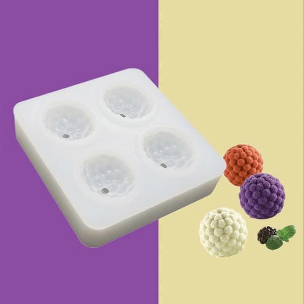 3D Hindbær Silikoneform 4 Hulrum Genanvendelig Fødevaregodkendt Bageform til DIY Desserter Mousse Chokolade Glasur