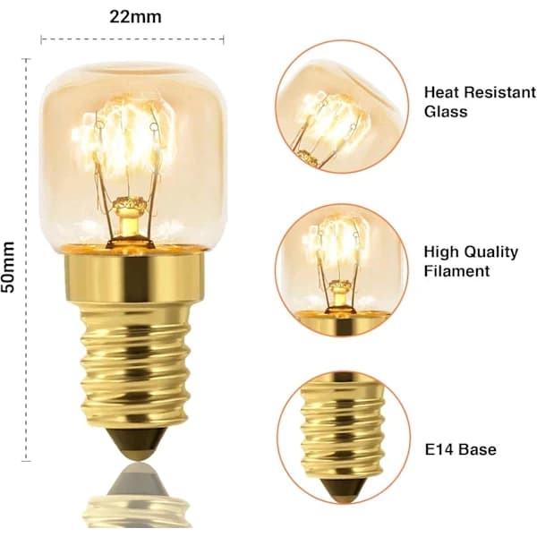 10-pack Dimmable E14 Oven Bulb, Edison E14 T22, Withstands up to 300 Degrees, 2700K Warm White, 160LM, AC 220V