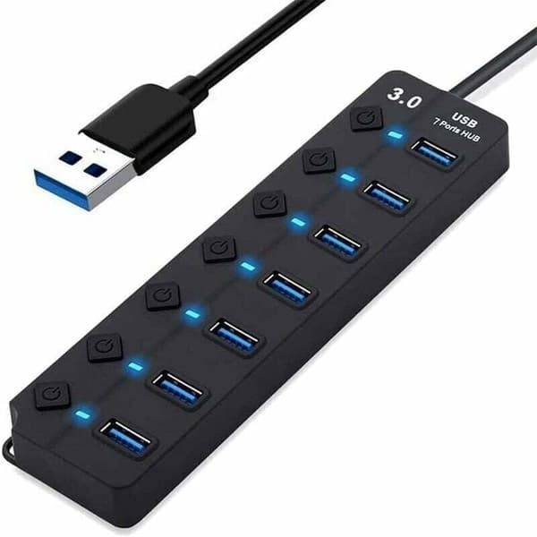 7-Port USB 3.0-hub med individuelle strømbrytere for MacBook & PC[JUN]