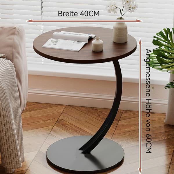 [Rea] Sidebord, C-formet Mobilt Sofabord, Laptopbord, Sofabord, Computerbord, 40x60cm, Valnødlook, til Stue