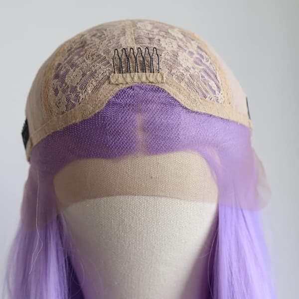 Lilla glat hår til kvinder - Cosplay paryk med langt hår
