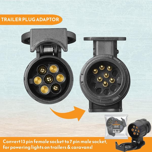 13-polet trailerstikadapter, 13 til 7-polet trailerstikadapter