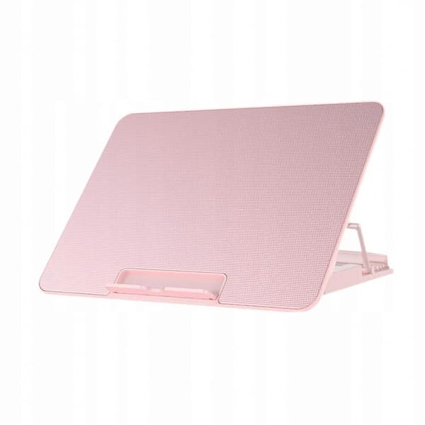 Stille bærbar køleplade med dobbelte USB-porte - Pink bærbar stativ til varmeafledning