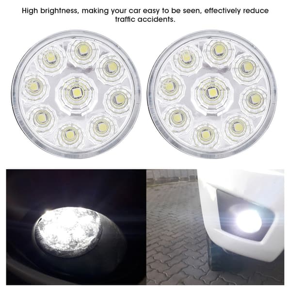 5050 9LED Round Fog Light Daytime Running Light DRL Universal for Car