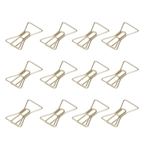 100 stk. guldsøde unikke form galvaniseringsproces let bærbare metalclips med opbevaringsboks sløjfe
